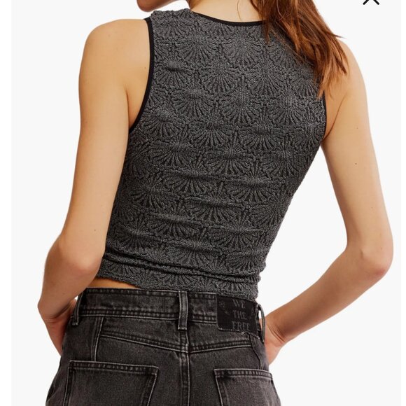 Free People Intimately Love Letter Sweetheart Cami Black size XS S NWOT - Picture 2 of 8